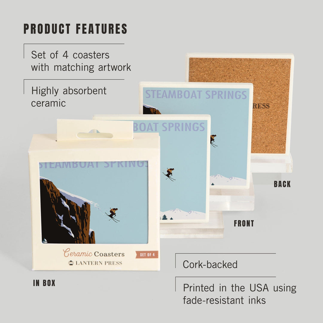 Steamboat Springs, Colorado, Skier Jumping, Coasters Coasters Lantern Press 