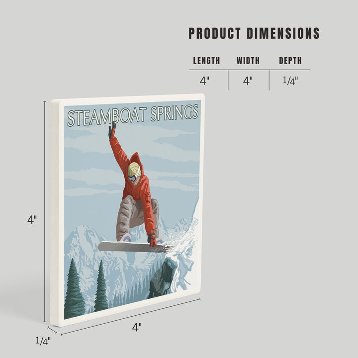 Steamboat Springs, Colorado, Snowboarder Jumping, Coasters Coasters Lantern Press 