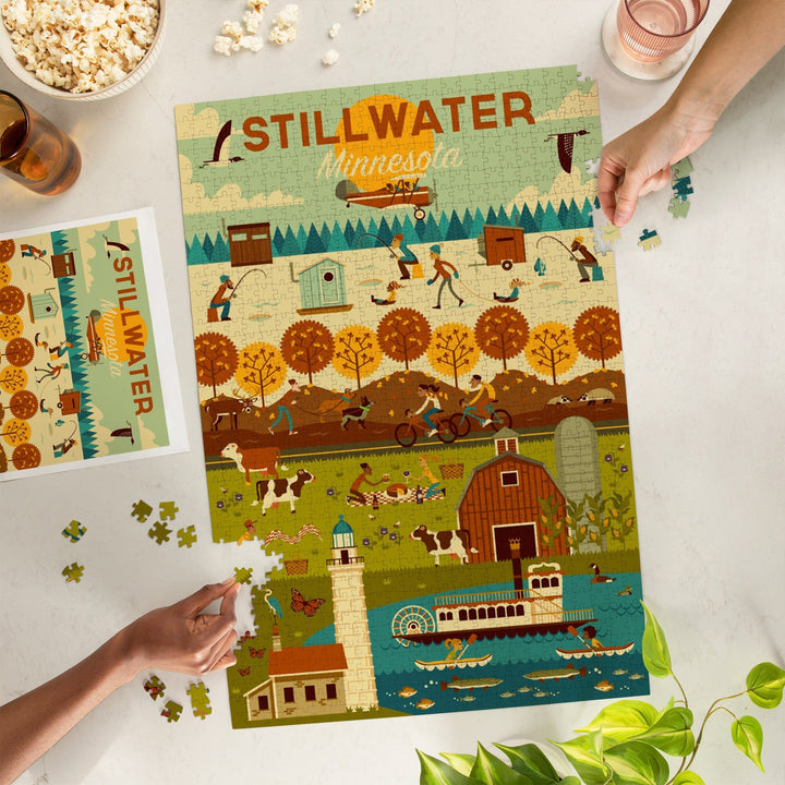 Stillwater, Minnesota, Geometric, Jigsaw Puzzle Puzzle Lantern Press 