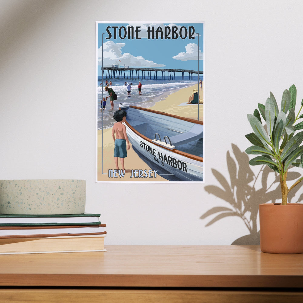Stone Harbor, New Jersey, Lifeboat, Art & Giclee Prints Art Lantern Press 