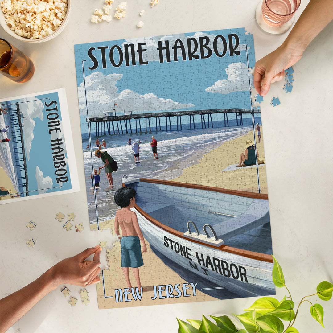 Stone Harbor, New Jersey, Lifeboat, Jigsaw Puzzle Puzzle Lantern Press 