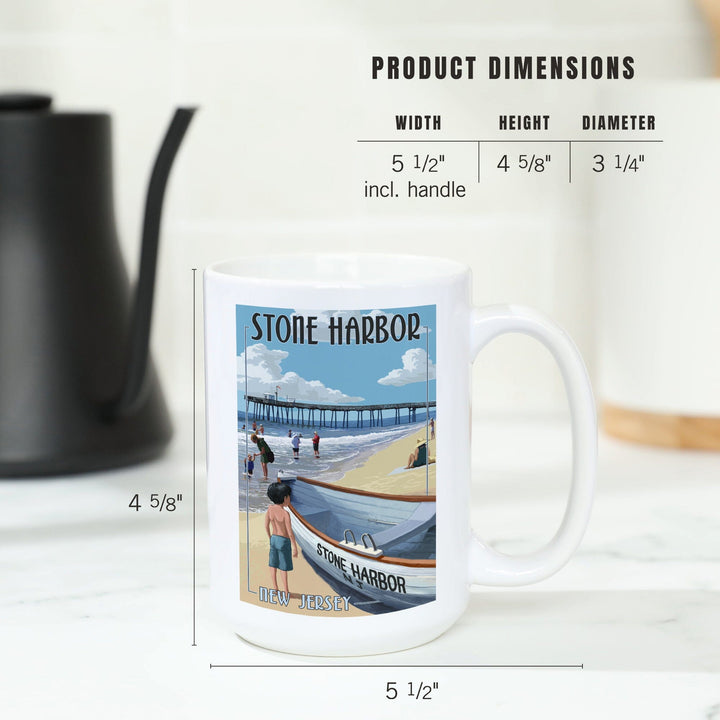 Stone Harbor, New Jersey, Lifeboat, Lantern Press Poster, Ceramic Mug Mugs Lantern Press 