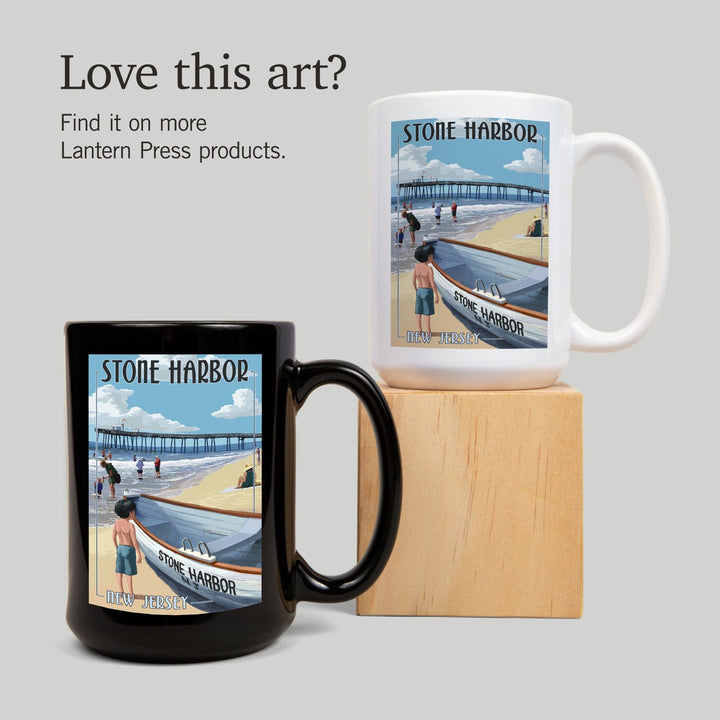 Stone Harbor, New Jersey, Lifeboat, Lantern Press Poster, Ceramic Mug Mugs Lantern Press 