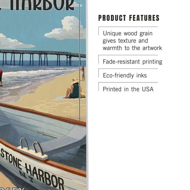 Stone Harbor, New Jersey, Lifeboat, Lantern Press Poster, Wood Signs and Postcards Wood Lantern Press 