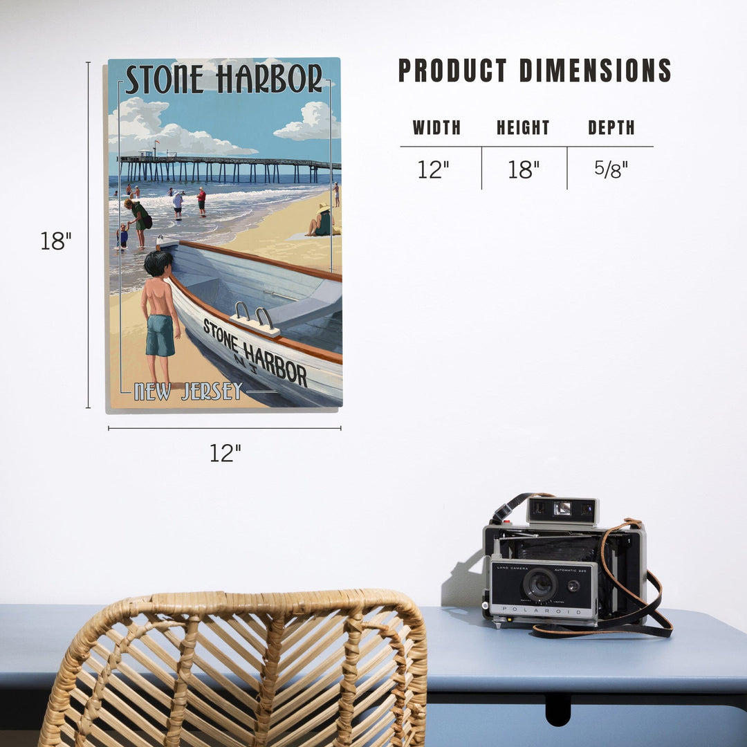 Stone Harbor, New Jersey, Lifeboat, Lantern Press Poster, Wood Signs and Postcards Wood Lantern Press 