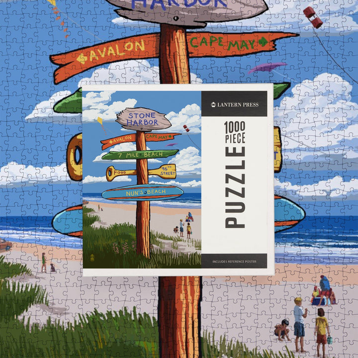 Stone Harbor, New Jersey, Sign Destinations, Jigsaw Puzzle Puzzle Lantern Press 