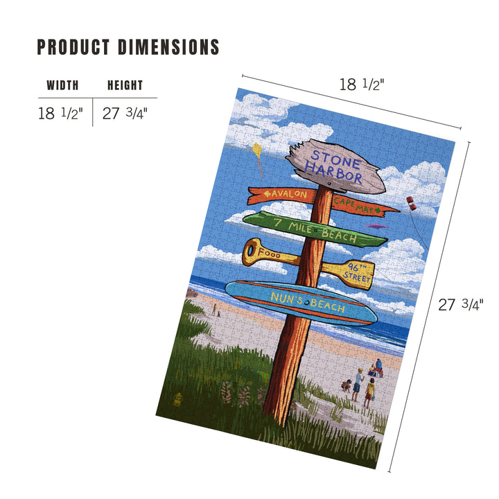 Stone Harbor, New Jersey, Sign Destinations, Jigsaw Puzzle Puzzle Lantern Press 