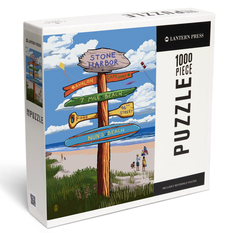 Stone Harbor, New Jersey, Sign Destinations, Jigsaw Puzzle Puzzle Lantern Press 