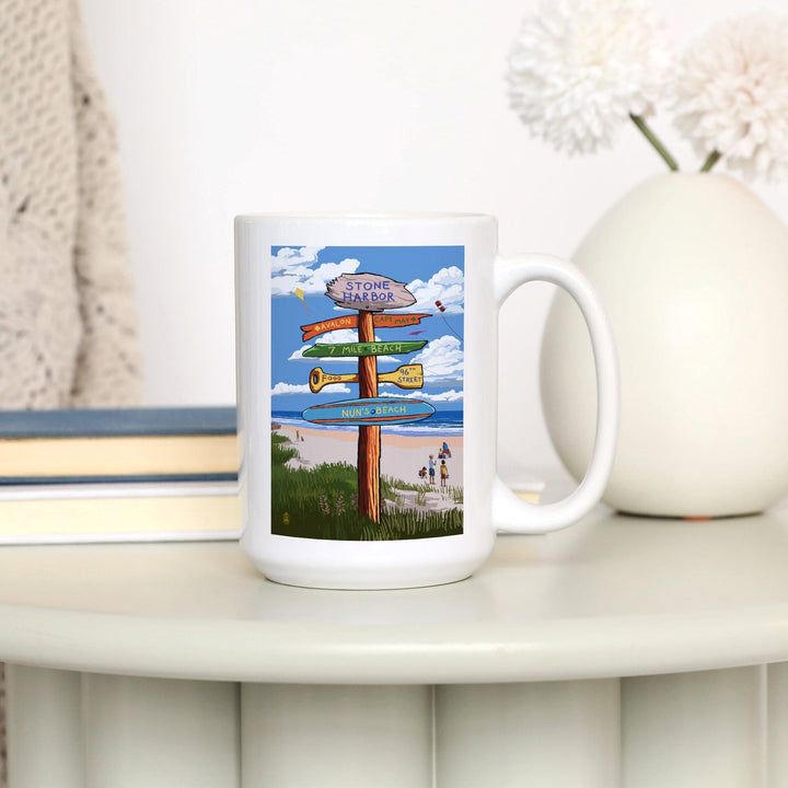 Stone Harbor, New Jersey, Sign Destinations, Lantern Press Poster, Ceramic Mug Mugs Lantern Press 