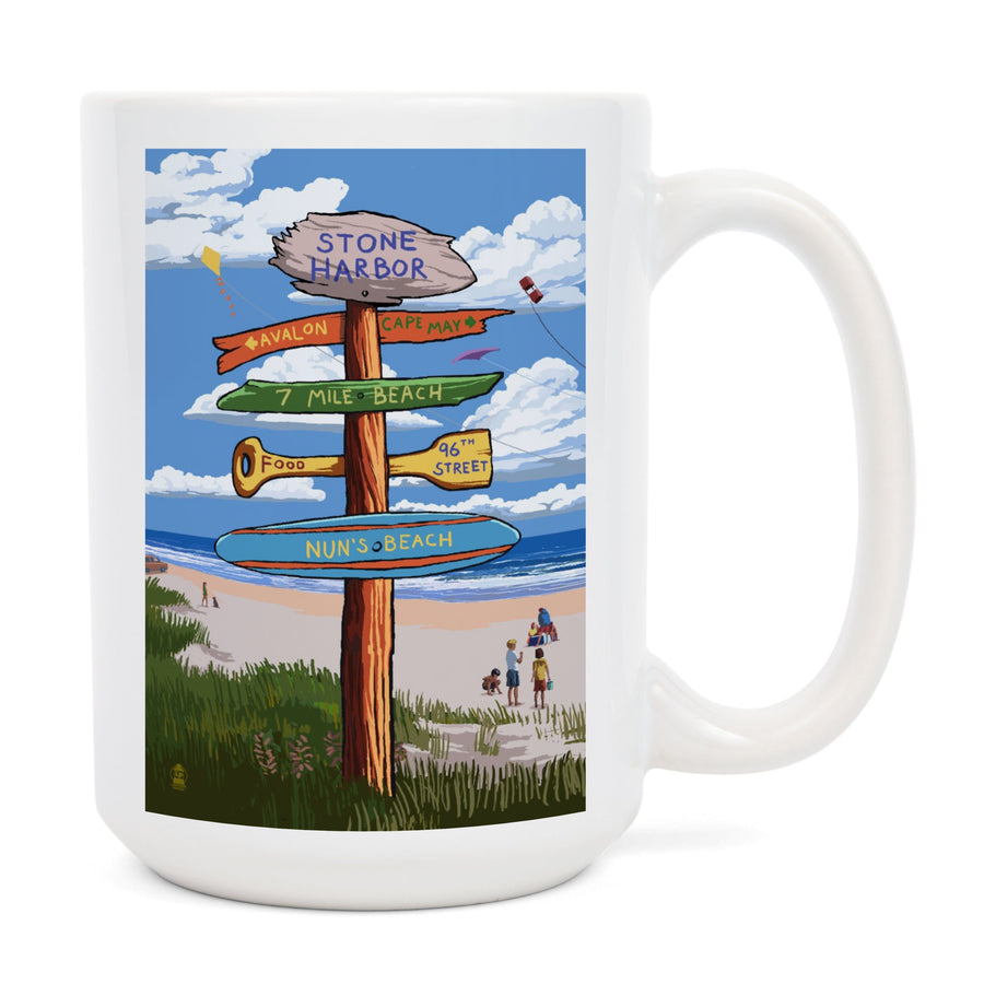 Stone Harbor, New Jersey, Sign Destinations, Lantern Press Poster, Ceramic Mug Mugs Lantern Press 