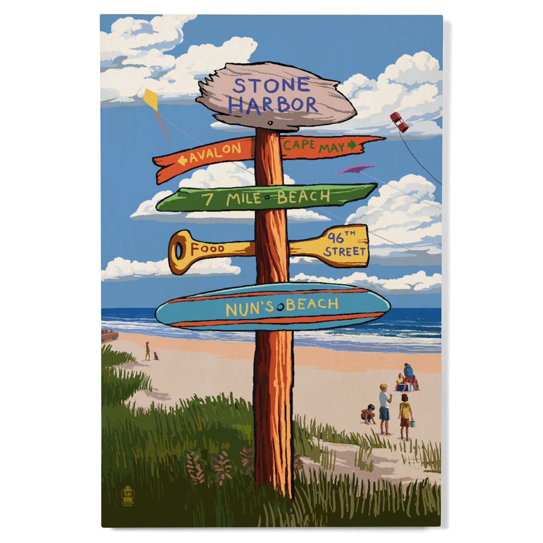 Stone Harbor, New Jersey, Sign Destinations, Lantern Press Poster, Wood Signs and Postcards Wood Lantern Press 