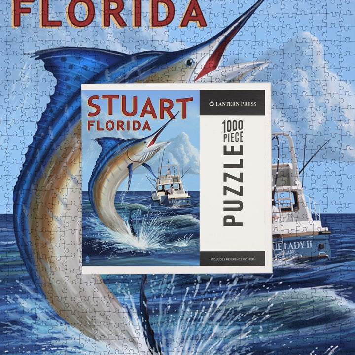 Stuart, Florida, Marlin Fishing Scene, Jigsaw Puzzle Puzzle Lantern Press 