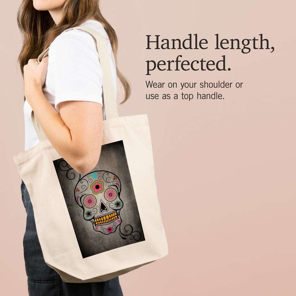 Sugar Skull, Black, Tote Bag Totes Lantern Press 