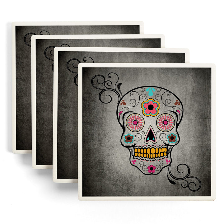 Sugar Skull, Lantern Press Artwork, Coaster Set Coasters Lantern Press 