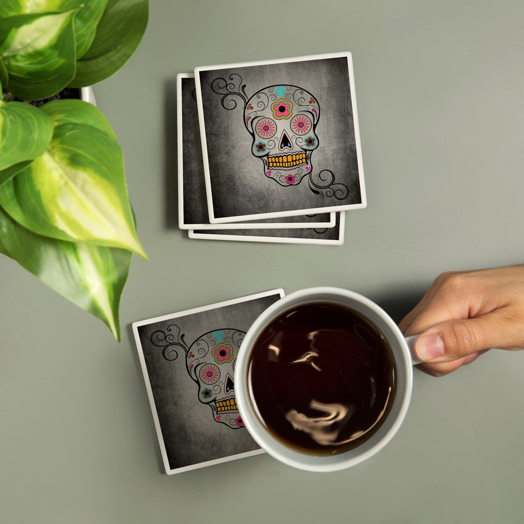 Sugar Skull, Lantern Press Artwork, Coaster Set Coasters Lantern Press 