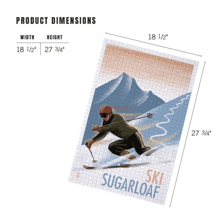 Sugarloaf, Maine, Downhill Skier, Lithography Style, Jigsaw Puzzle Puzzle Lantern Press 