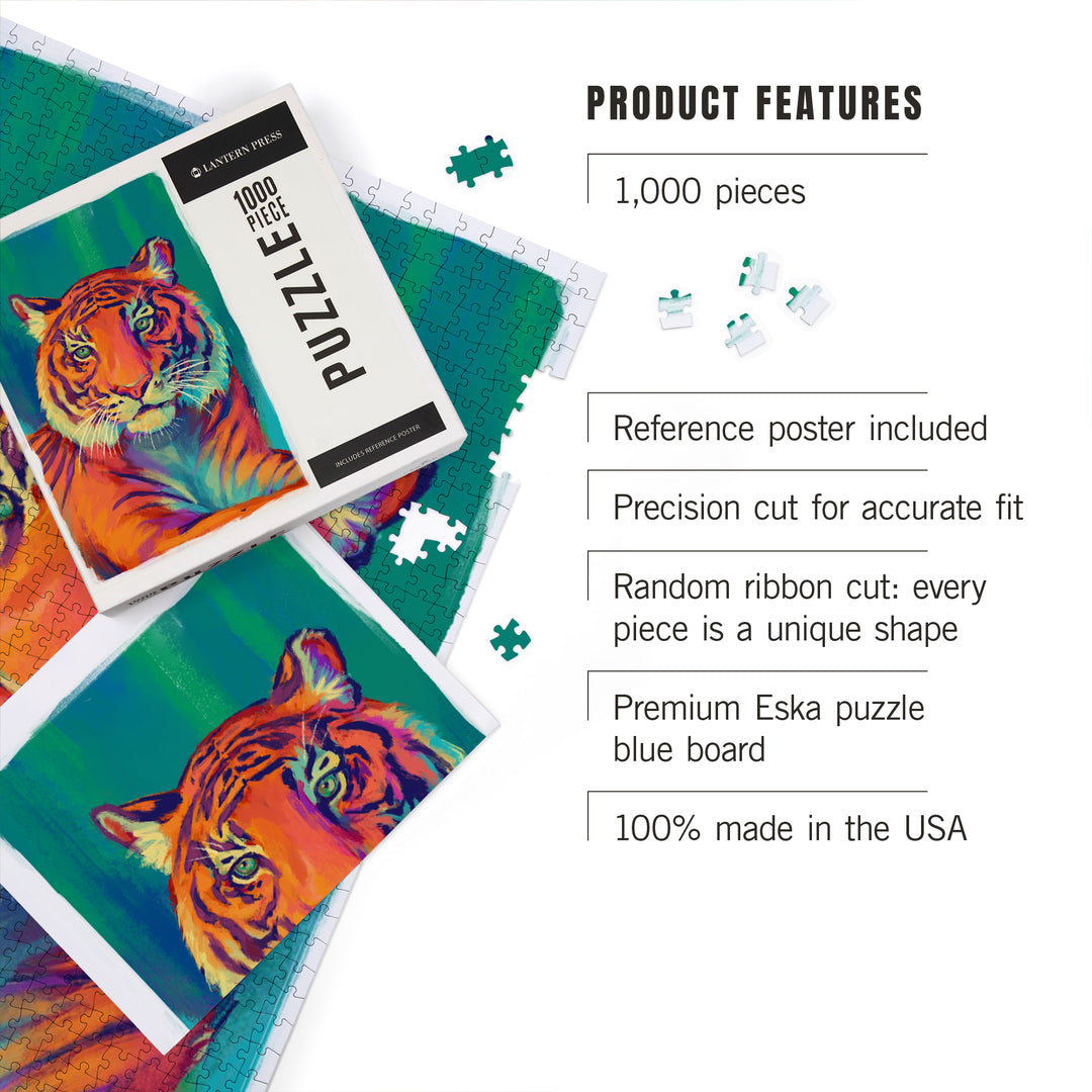 Sumatran Tiger, Vivid, Jigsaw Puzzle Puzzle Lantern Press 