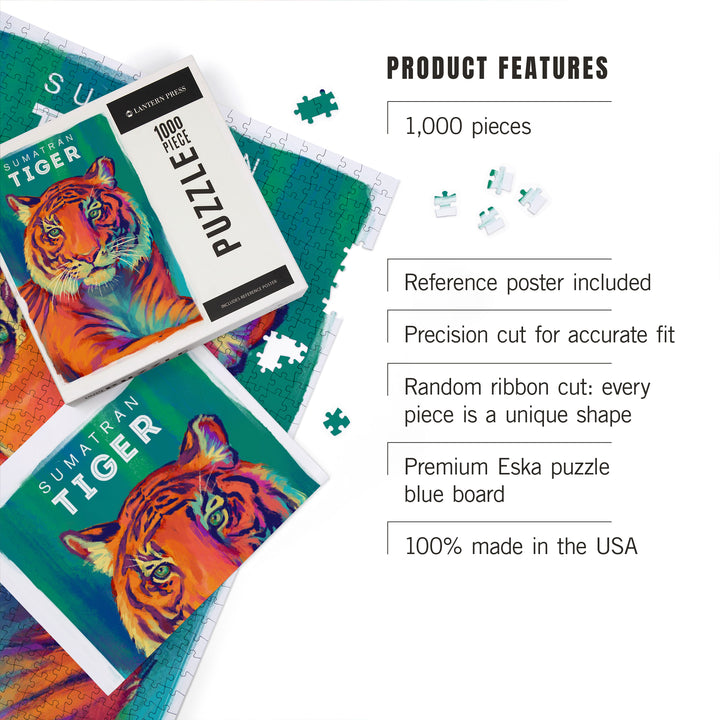 Sumatran Tiger, Vivid Series, Jigsaw Puzzle Puzzle Lantern Press 