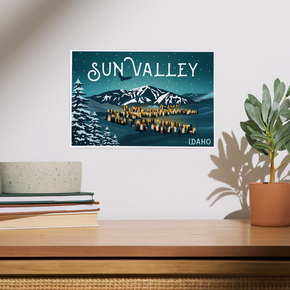 Sun Valley, Idaho, Bald Mountain and Town, Art & Giclee Prints Art Lantern Press 
