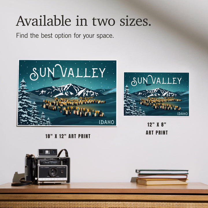 Sun Valley, Idaho, Bald Mountain and Town, Art & Giclee Prints Art Lantern Press 