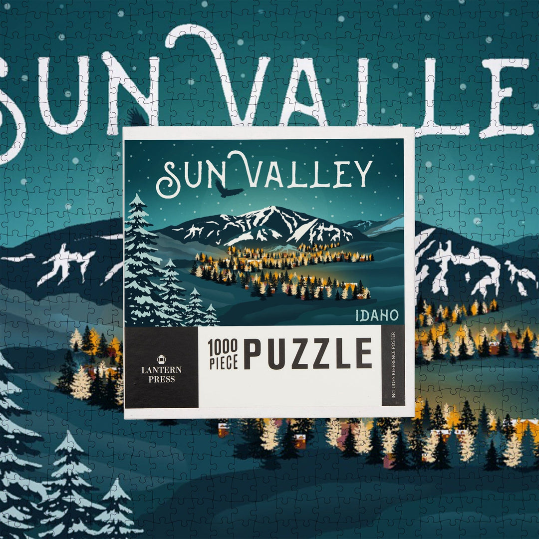 Sun Valley, Idaho, Bald Mountain and Town, Jigsaw Puzzle Puzzle Lantern Press 