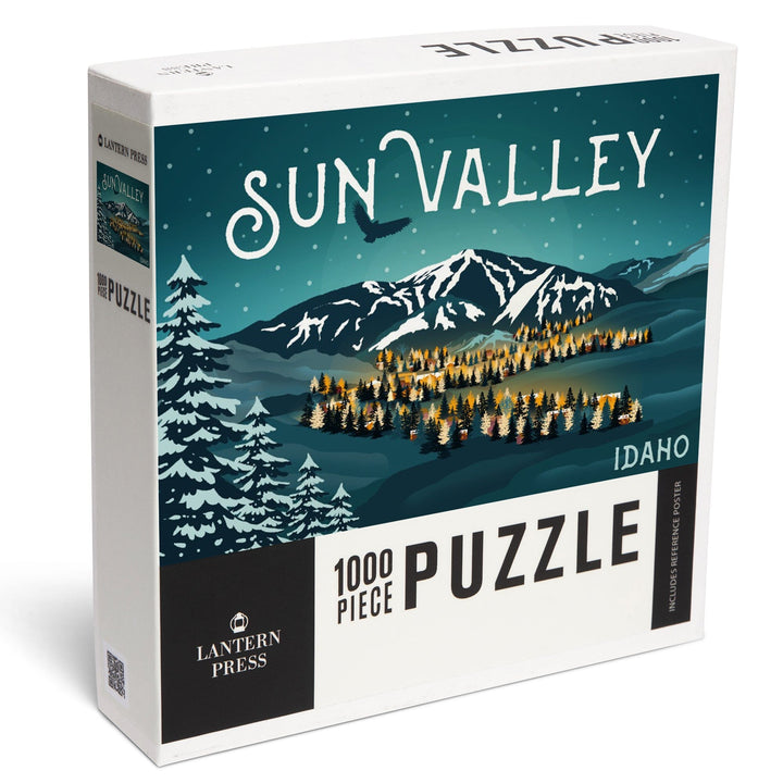 Sun Valley, Idaho, Bald Mountain and Town, Jigsaw Puzzle Puzzle Lantern Press 
