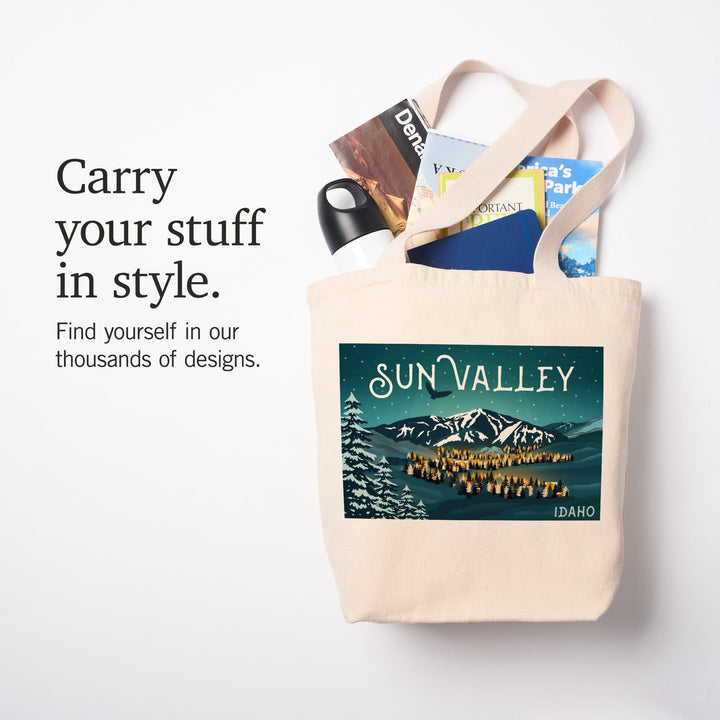 Sun Valley, Idaho, Bald Mountain and Town, Tote Bag Totes Lantern Press 