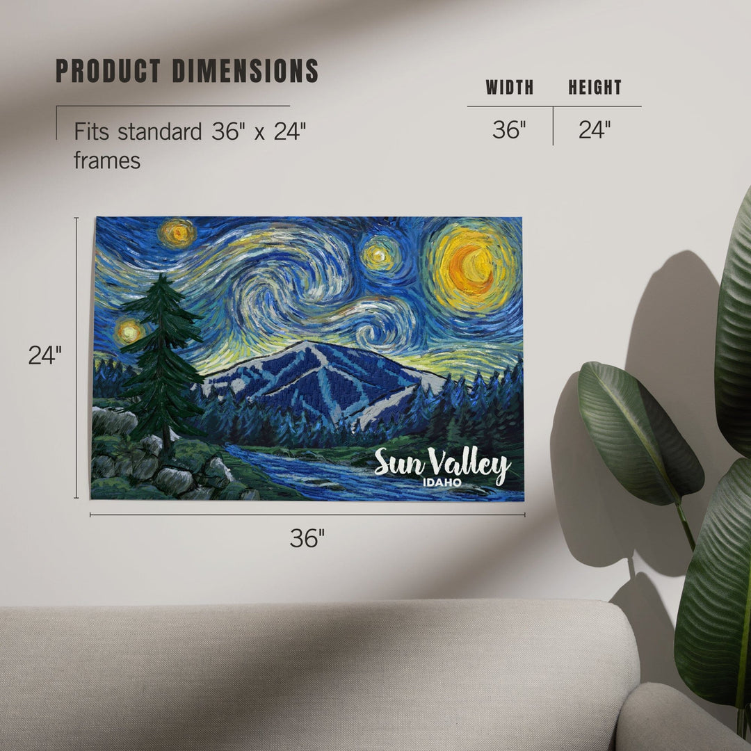 Sun Valley, Idaho, Bald Mountain, Starry Night, Art & Giclee Prints Art Lantern Press 