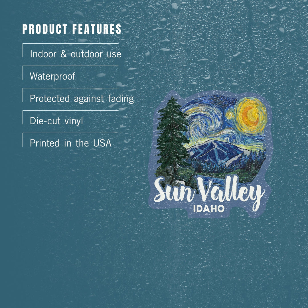 Sun Valley, Idaho, Bald Mountain, Starry Night, Contour, Lantern Press Artwork, Vinyl Sticker Sticker Lantern Press 
