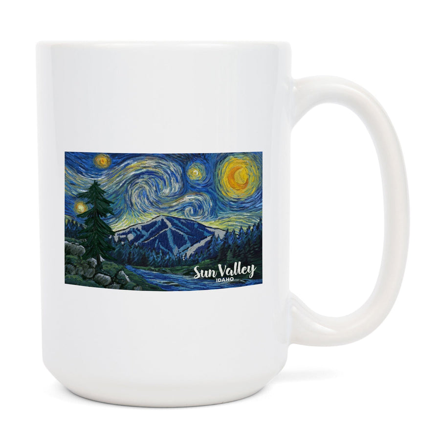 Sun Valley, Idaho, Bald Mountain, Starry Night, Lantern Press Artwork, Ceramic Mug Mugs Lantern Press 