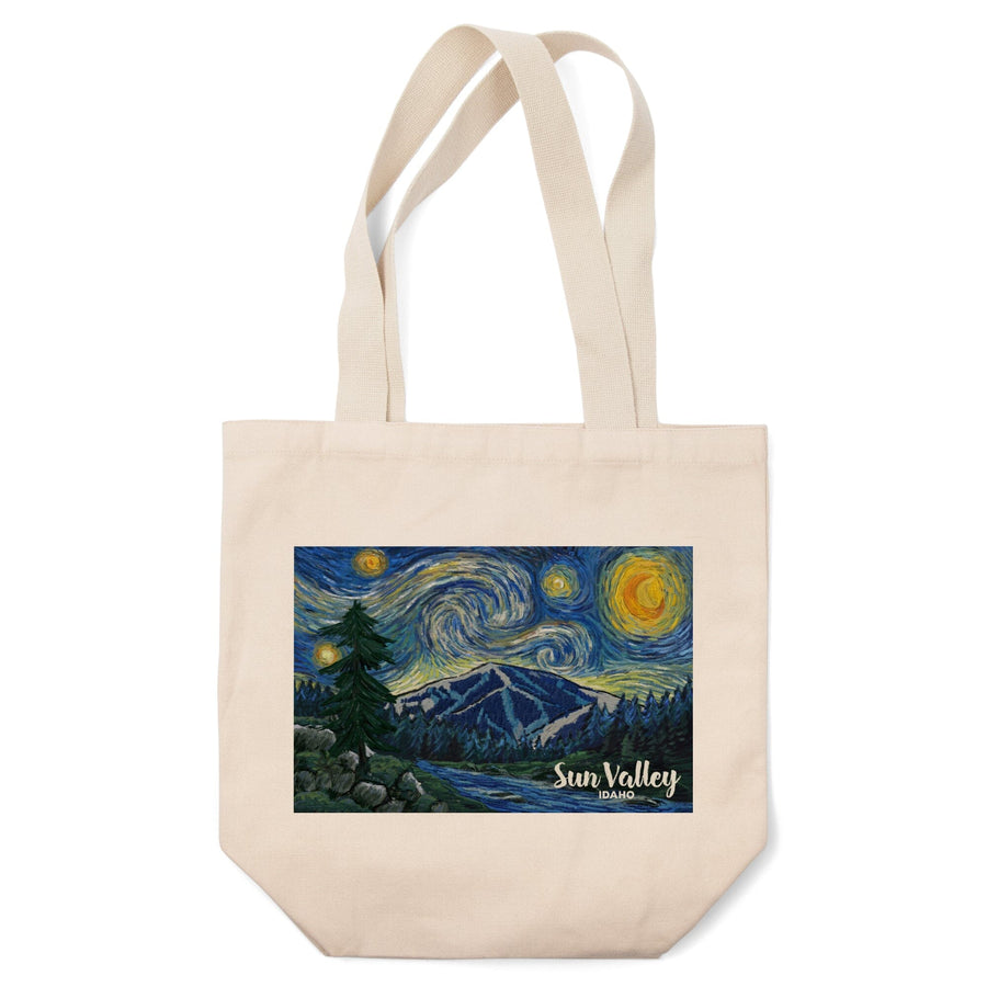 Sun Valley, Idaho, Bald Mountain, Starry Night, Lantern Press Artwork, Tote Bag Totes Lantern Press 