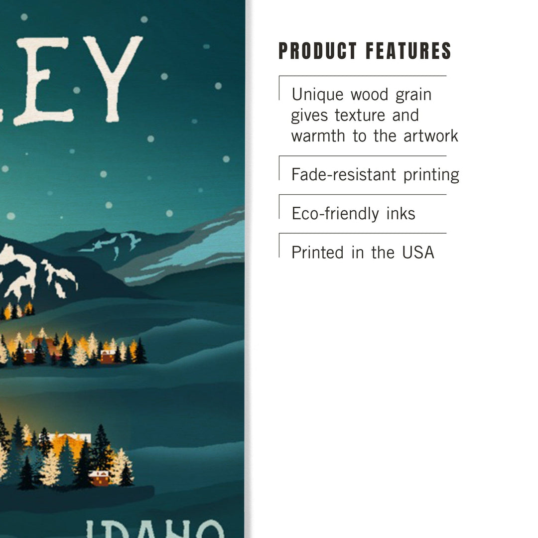 Sun Valley, Idaho, Bald Mountain & Town, Lantern Press Artwork, Wood Signs and Postcards Wood Lantern Press 