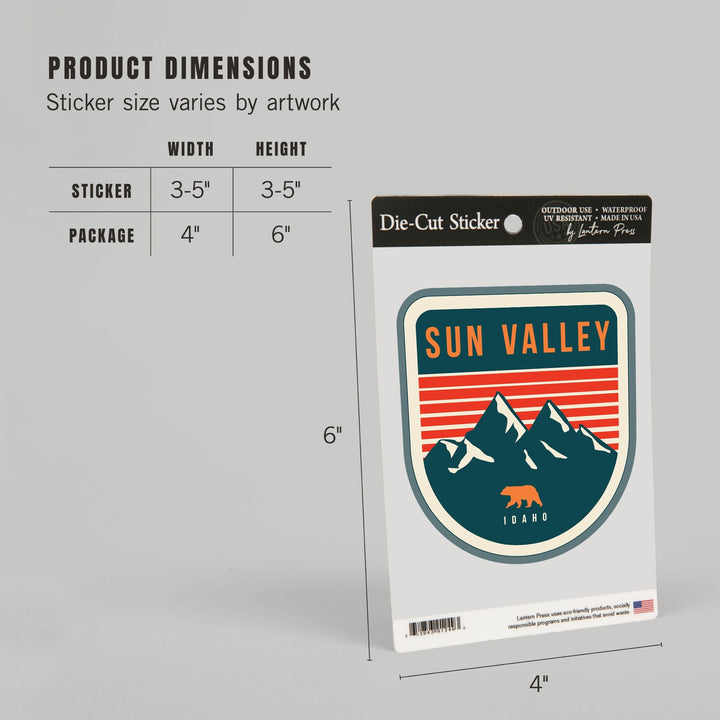 Sun Valley, Idaho, Bear & Mountains, Contour, Lantern Press Artwork, Vinyl Sticker Sticker Lantern Press 