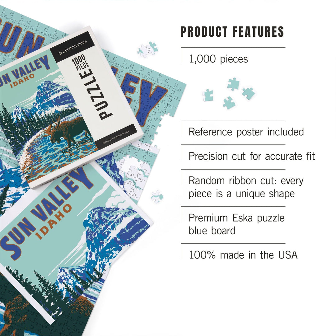 Sun Valley, Idaho, Explorer Series, Blue, Jigsaw Puzzle Puzzle Lantern Press 