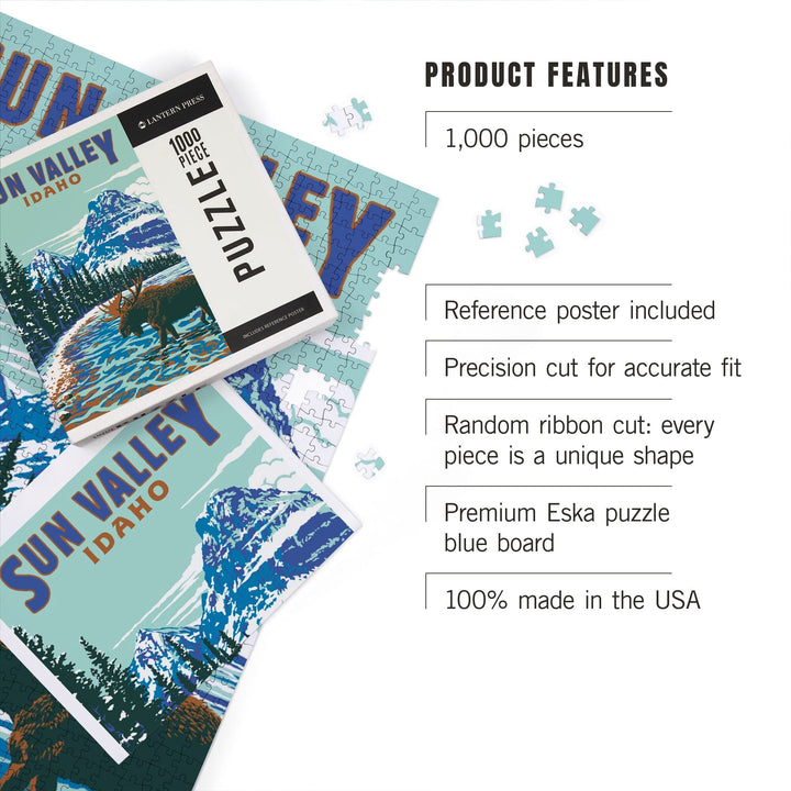 Sun Valley, Idaho, Explorer Series, Blue, Jigsaw Puzzle Puzzle Lantern Press 