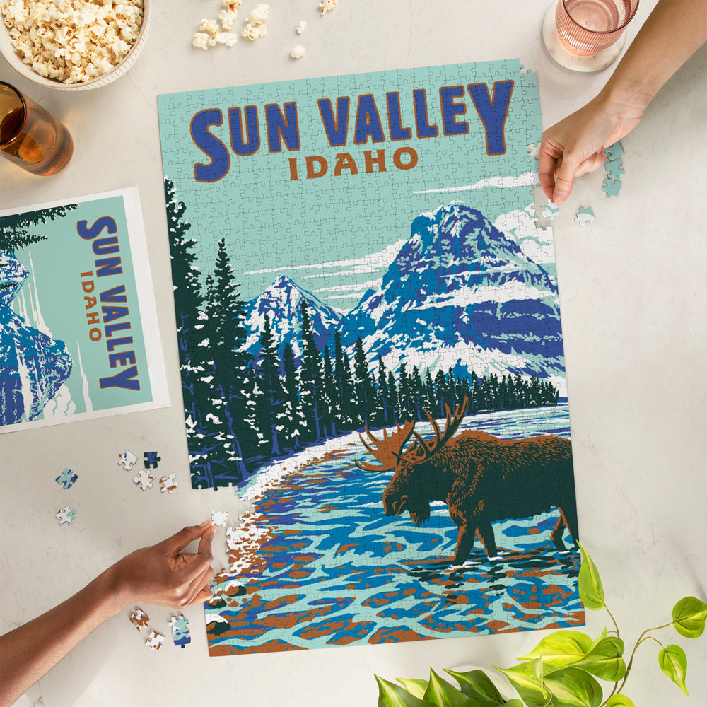 Sun Valley, Idaho, Explorer Series, Blue, Jigsaw Puzzle Puzzle Lantern Press 