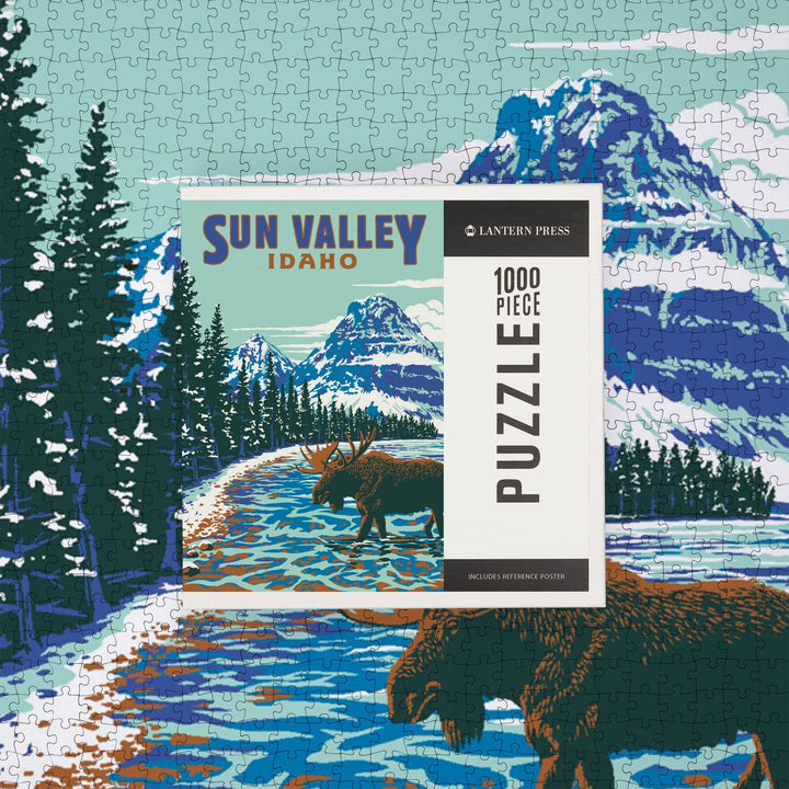 Sun Valley, Idaho, Explorer Series, Blue, Jigsaw Puzzle Puzzle Lantern Press 