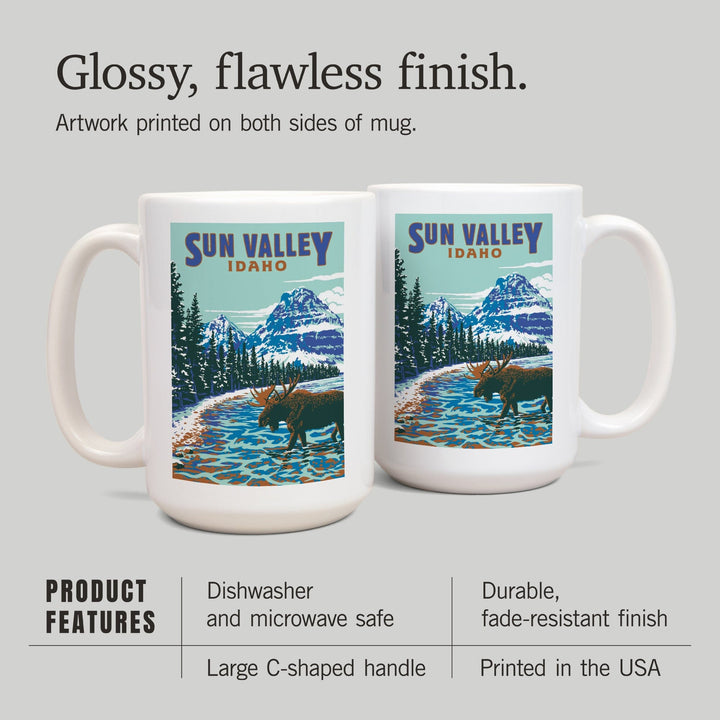 Sun Valley, Idaho, Explorer Series, Blue, Lantern Press Artwork, Ceramic Mug Mugs Lantern Press 