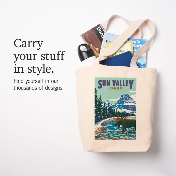 Sun Valley, Idaho, Explorer Series, Blue, Lantern Press Artwork, Tote Bag Totes Lantern Press 