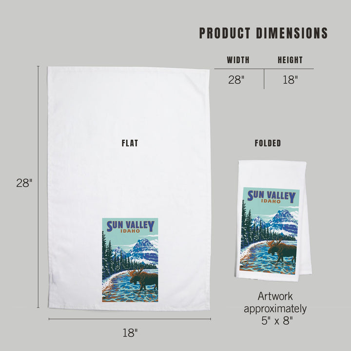 Sun Valley, Idaho, Explorer Series, Blue, Organic Cotton Kitchen Tea Towels Kitchen Lantern Press 