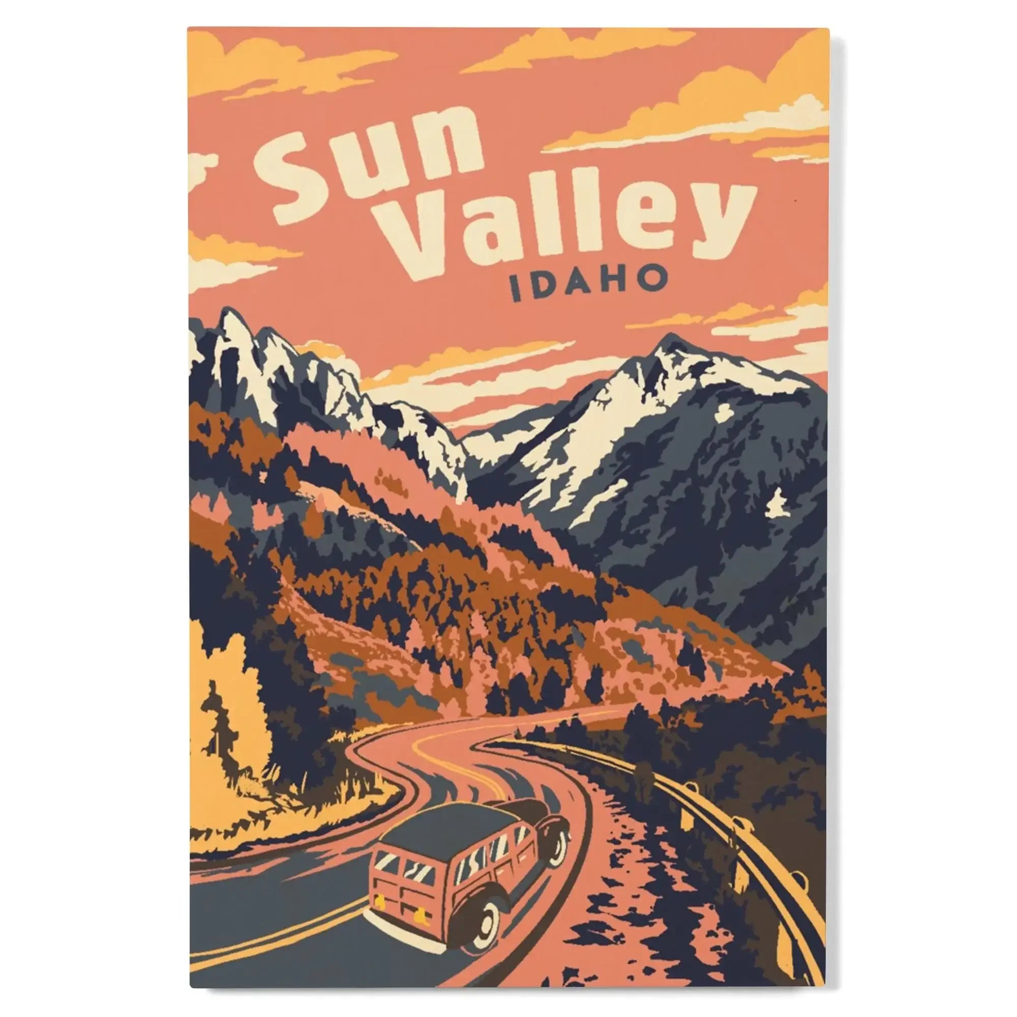 Sun Valley, Idaho, Explorer Series, Lantern Press Artwork, Wood Signs