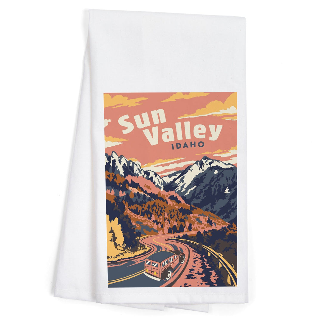 Sun Valley, Idaho, Explorer Series, Organic Cotton Kitchen Tea Towels Kitchen Lantern Press 