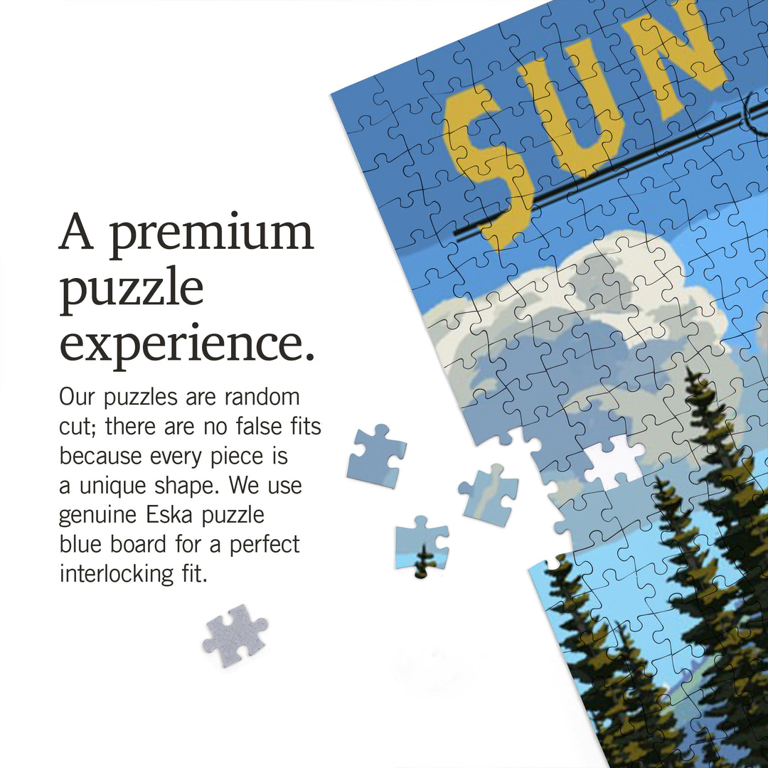Sun Valley, Idaho, Fly Fisherman and River Rapids, Jigsaw Puzzle Puzzle Lantern Press 