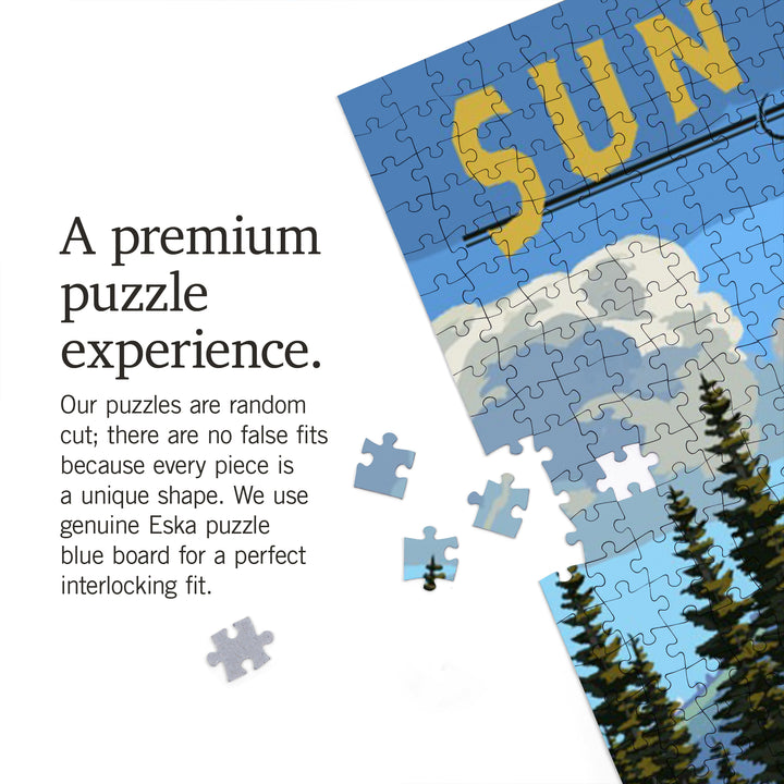 Sun Valley, Idaho, Fly Fisherman and River Rapids, Jigsaw Puzzle Puzzle Lantern Press 