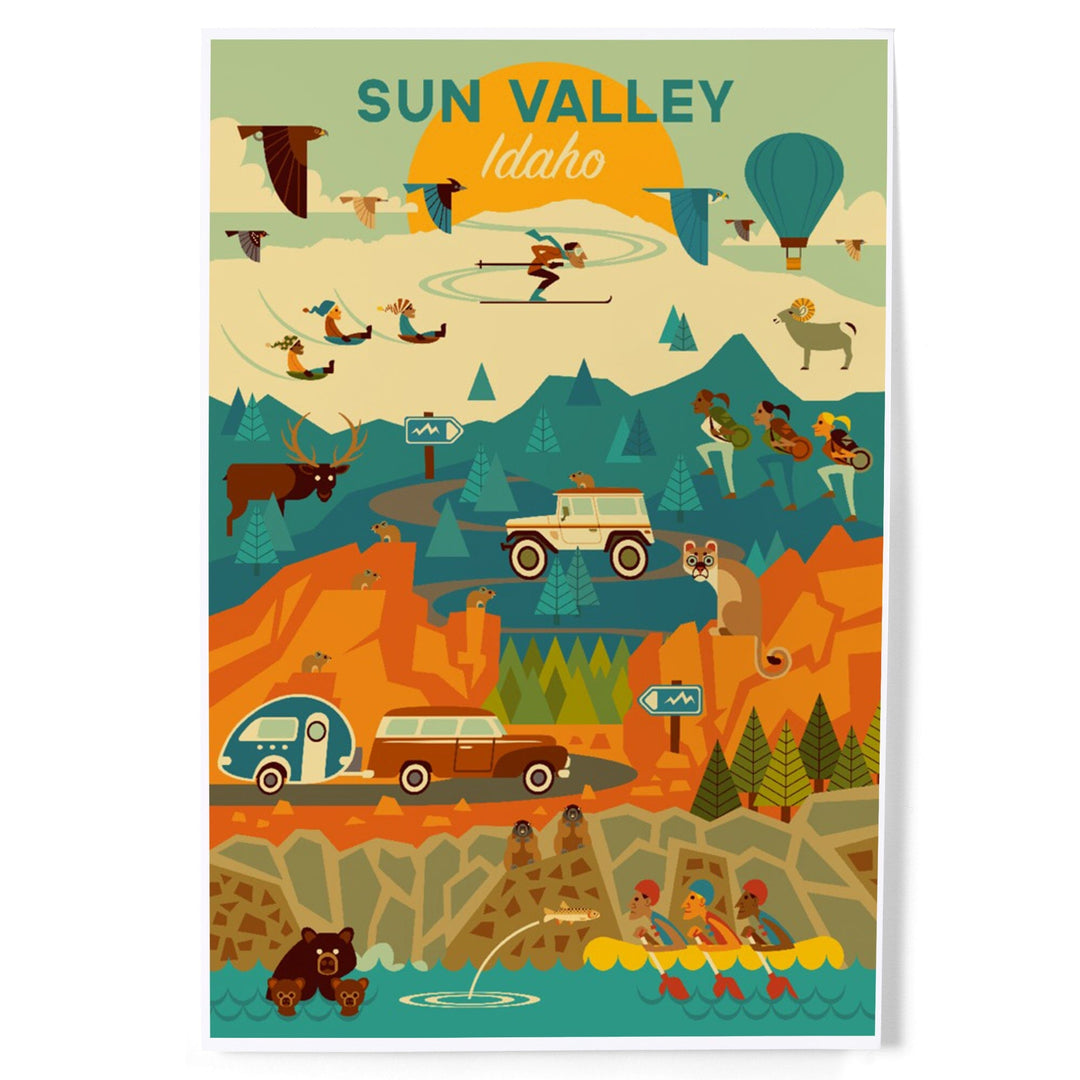 Sun Valley, Idaho, Geometric, Art & Giclee Prints Art Lantern Press 