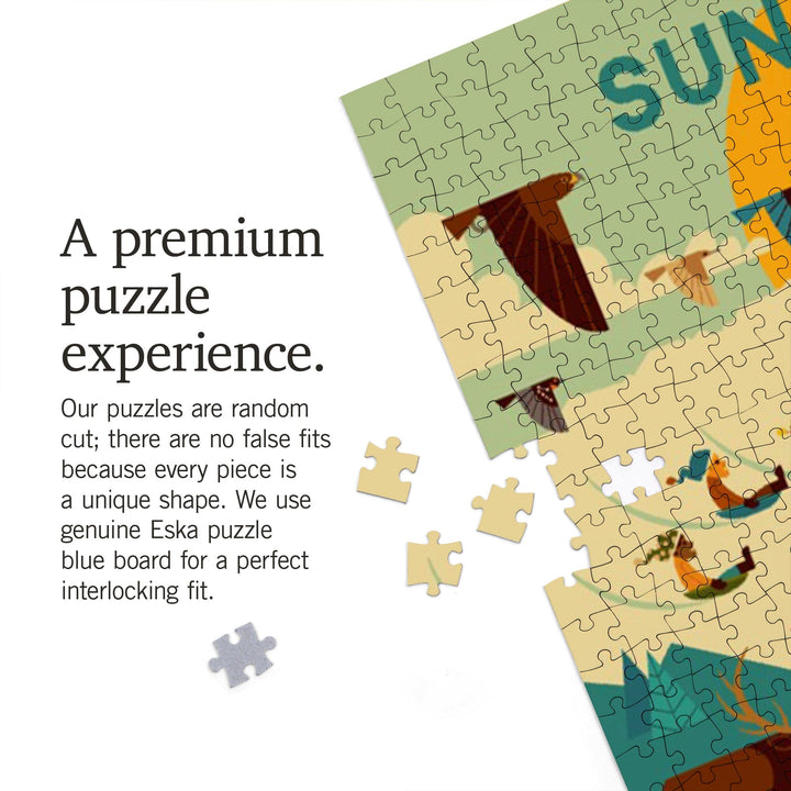 Sun Valley, Idaho, Geometric, Jigsaw Puzzle Puzzle Lantern Press 