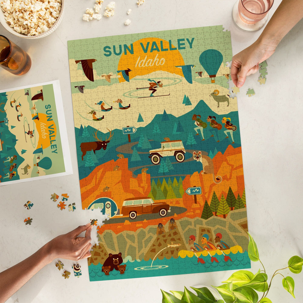 Sun Valley, Idaho, Geometric, Jigsaw Puzzle Puzzle Lantern Press 