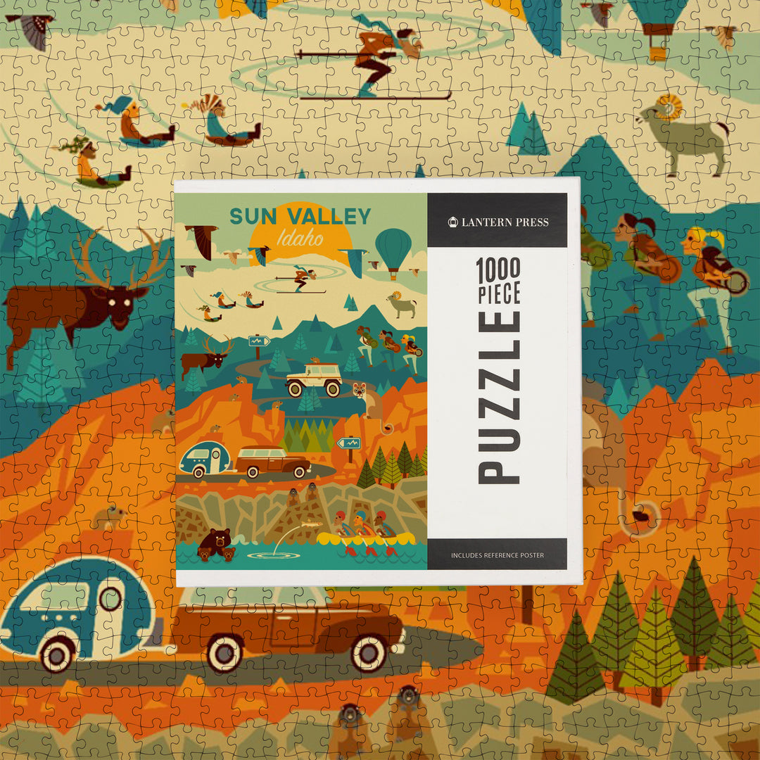 Sun Valley, Idaho, Geometric, Jigsaw Puzzle Puzzle Lantern Press 