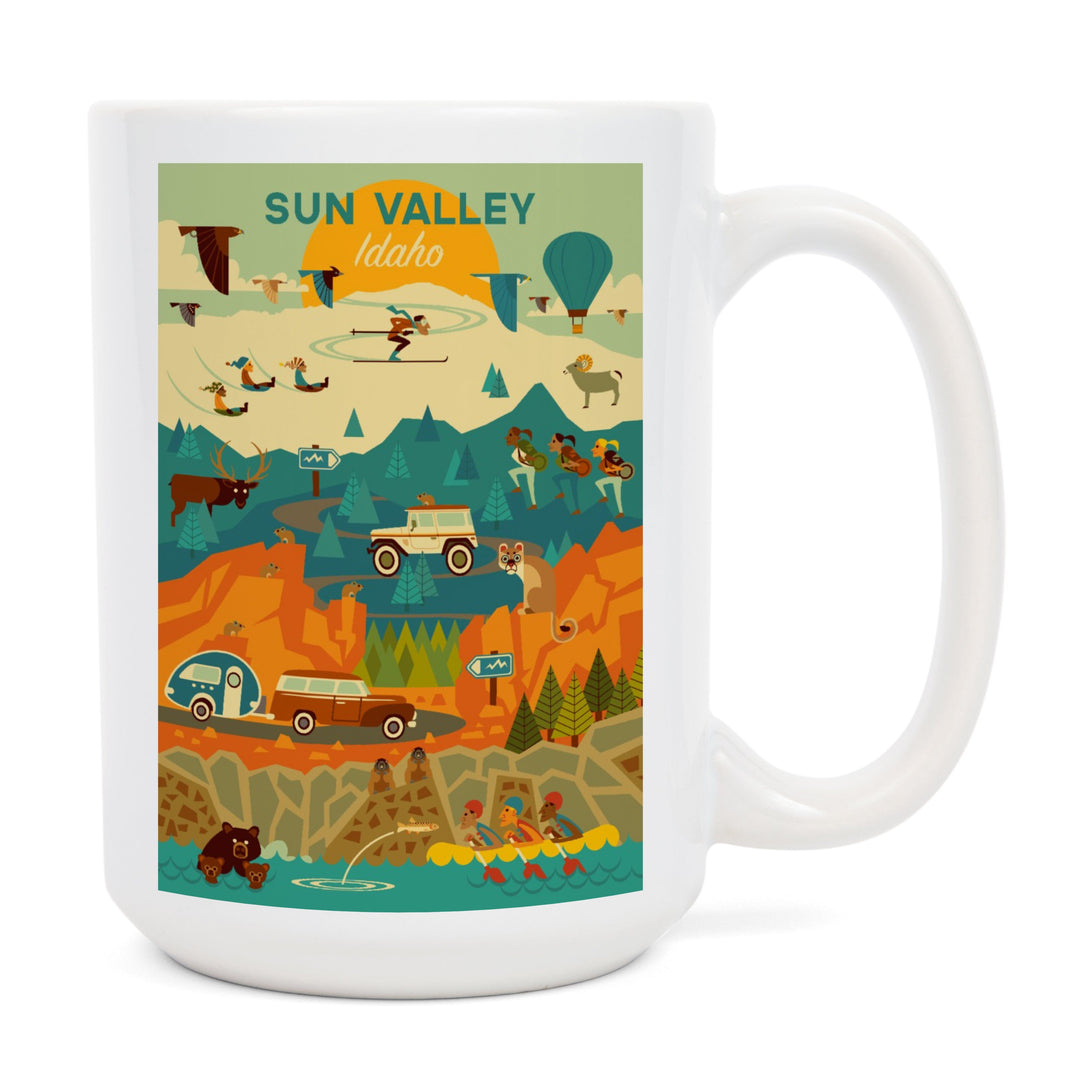 Sun Valley, Idaho, Geometric, Lantern Press Artwork, Ceramic Mug Mugs Lantern Press 