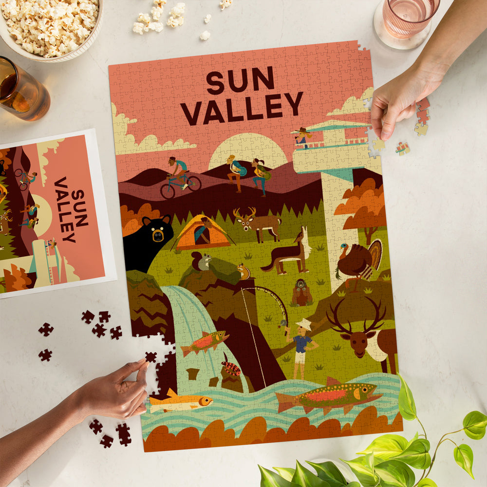 Sun Valley, Idaho, Geometric Series, Jigsaw Puzzle Puzzle Lantern Press 